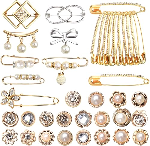 Miniatura 8 de Extra Large Safety Pins Vintage Crystal Tree Leaf Branch Brooches Big Alloy Heavy Duty Sweater Shawl Clip Brooch Pin for Clothing Dress Skirt Hat