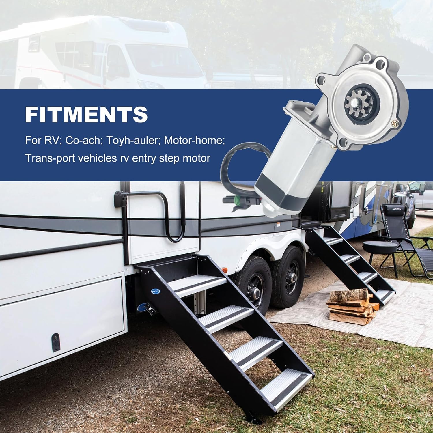 300-1406 RV Step Motor for 301695 369506 1820124 SP-163669 1636669 SP-1636669 RV, Coach, Motorhome, Toyhauler, Electric RV Entry Step Motor