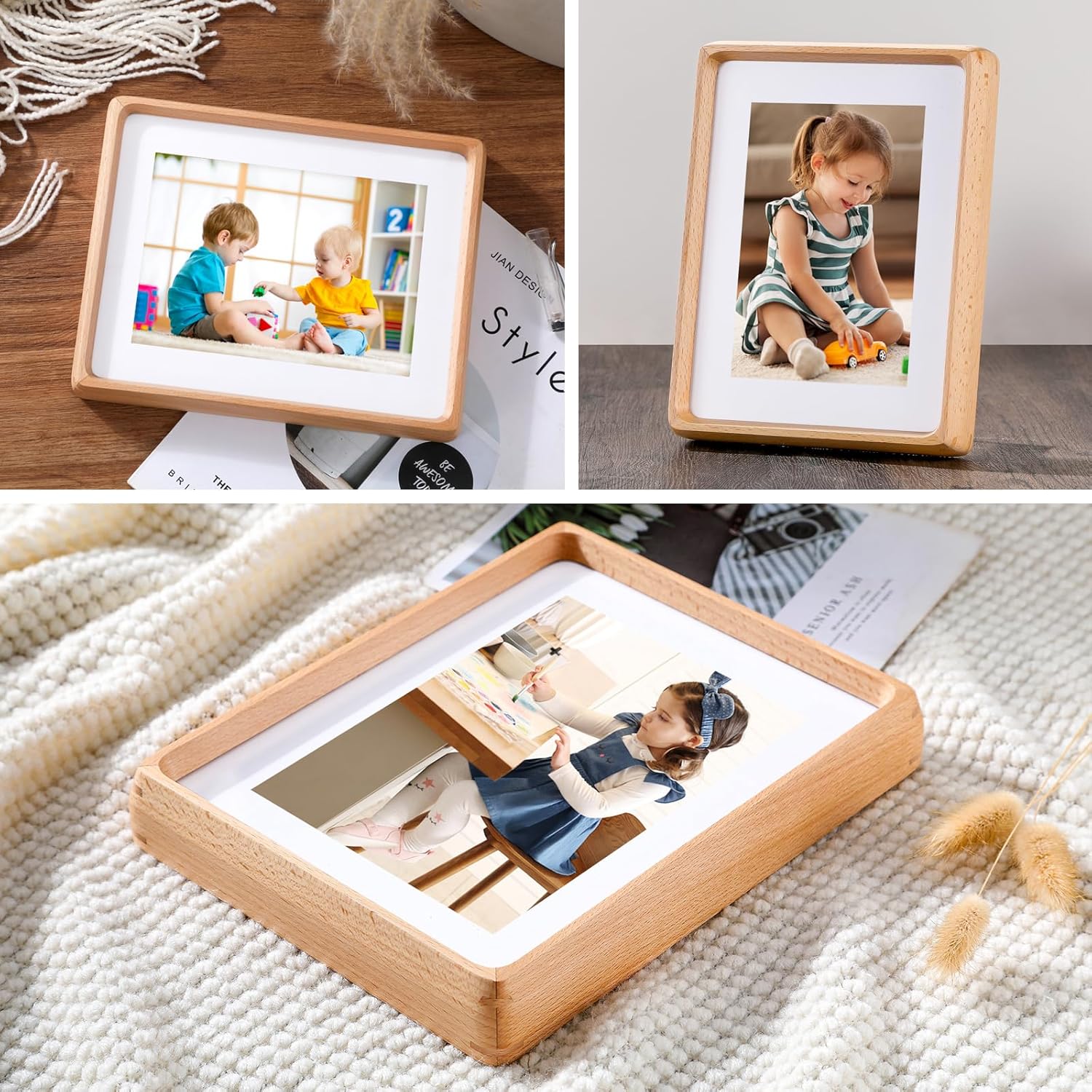 7x9 inch Picture Frames, Display Pictures 5x7 Inch with Mat or 7x9 without Mat, with High Clear Acrylic, Photo Frame for Landscape or Portrait Orientation, Wall-Mount & Tabletop