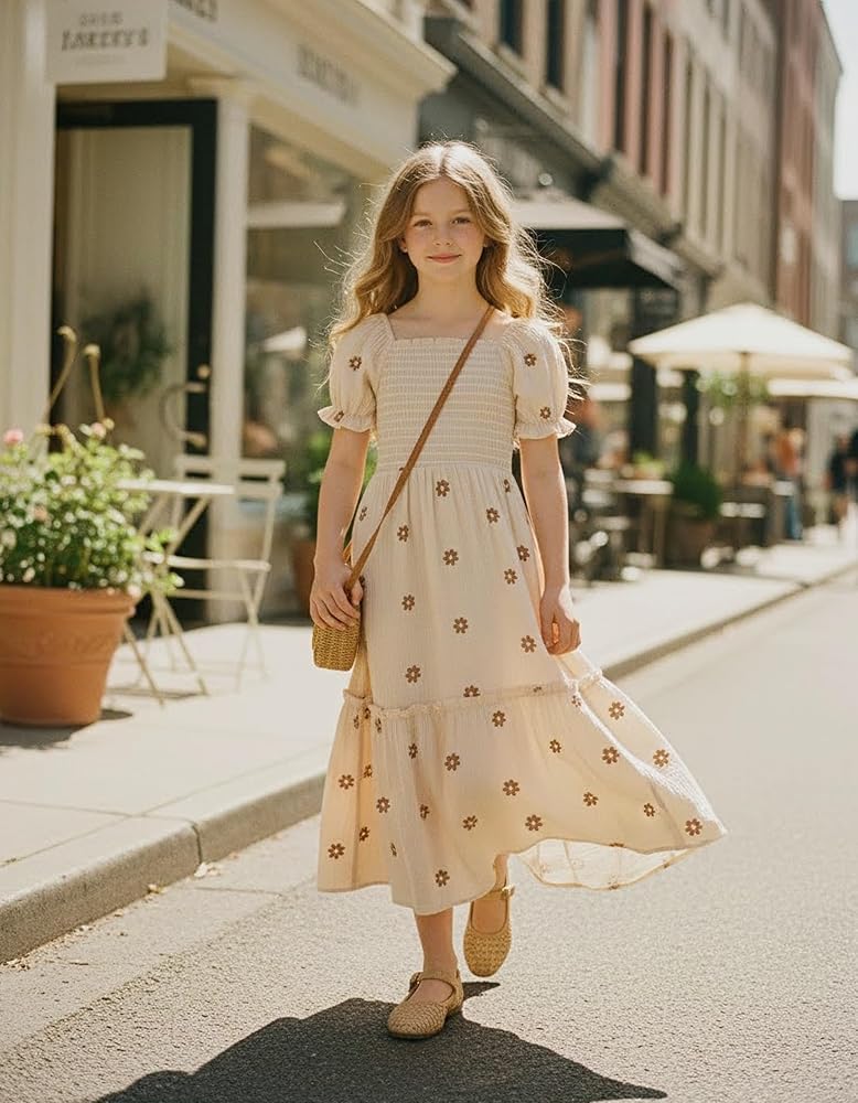 5t boho dress Apolina Kids Mya Dress in String 3-5 Years Floral Embroidered Boho Girls