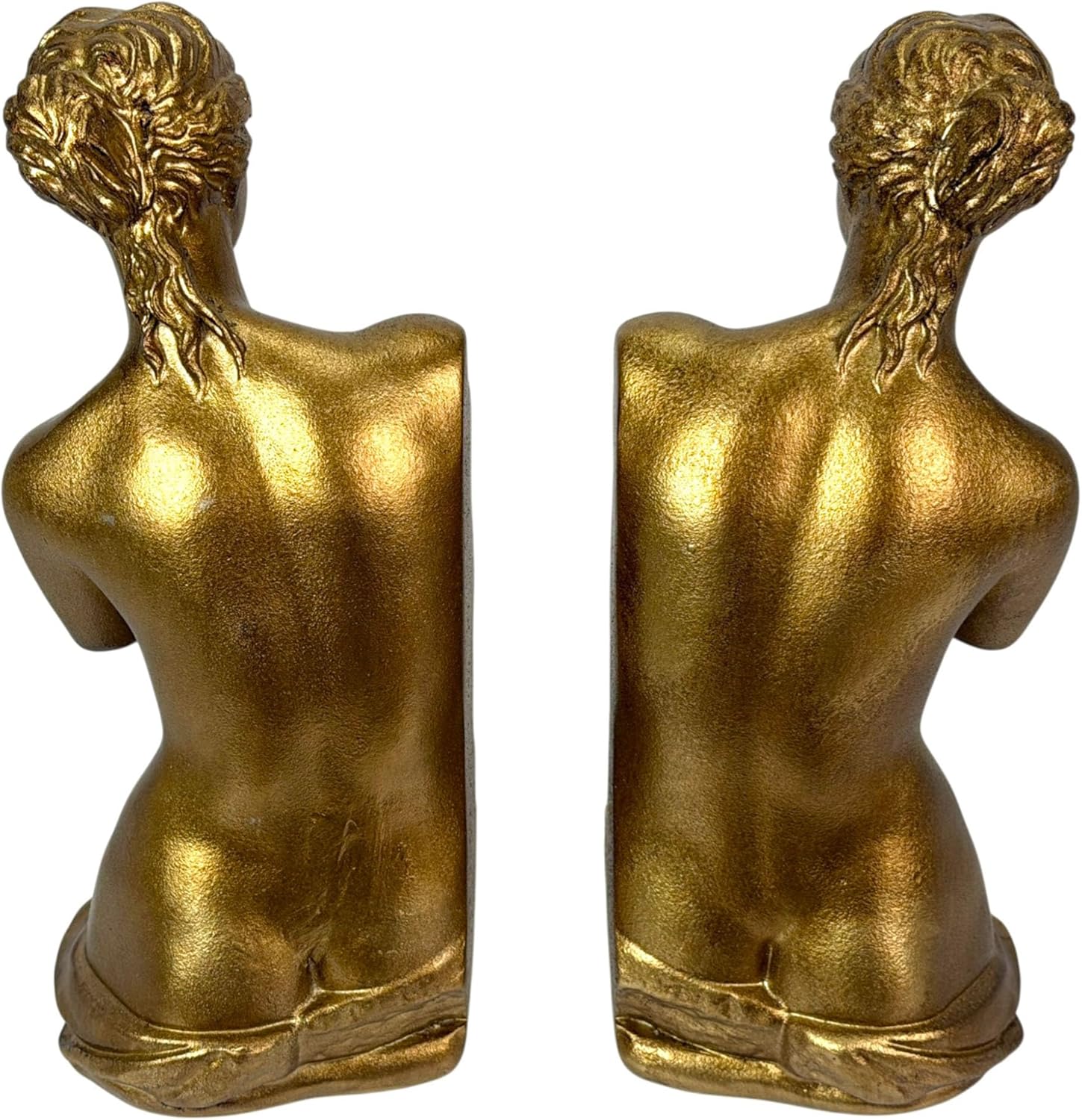 Things2die4 Decorative Bookends Set of 2 Venus De Milo Bust Sculptures, Classical Resin Bookends in Antique Gold Metallic Finish, 9.75 Inch Tall for Shelves and Desks