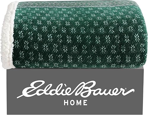 Vista 170 de Eddie Bauer Manta reversible de vellón sherpa, ropa de cama y decoración del hogar, para todas las estaciones, (Bunkhouse Plaid Beige), beige