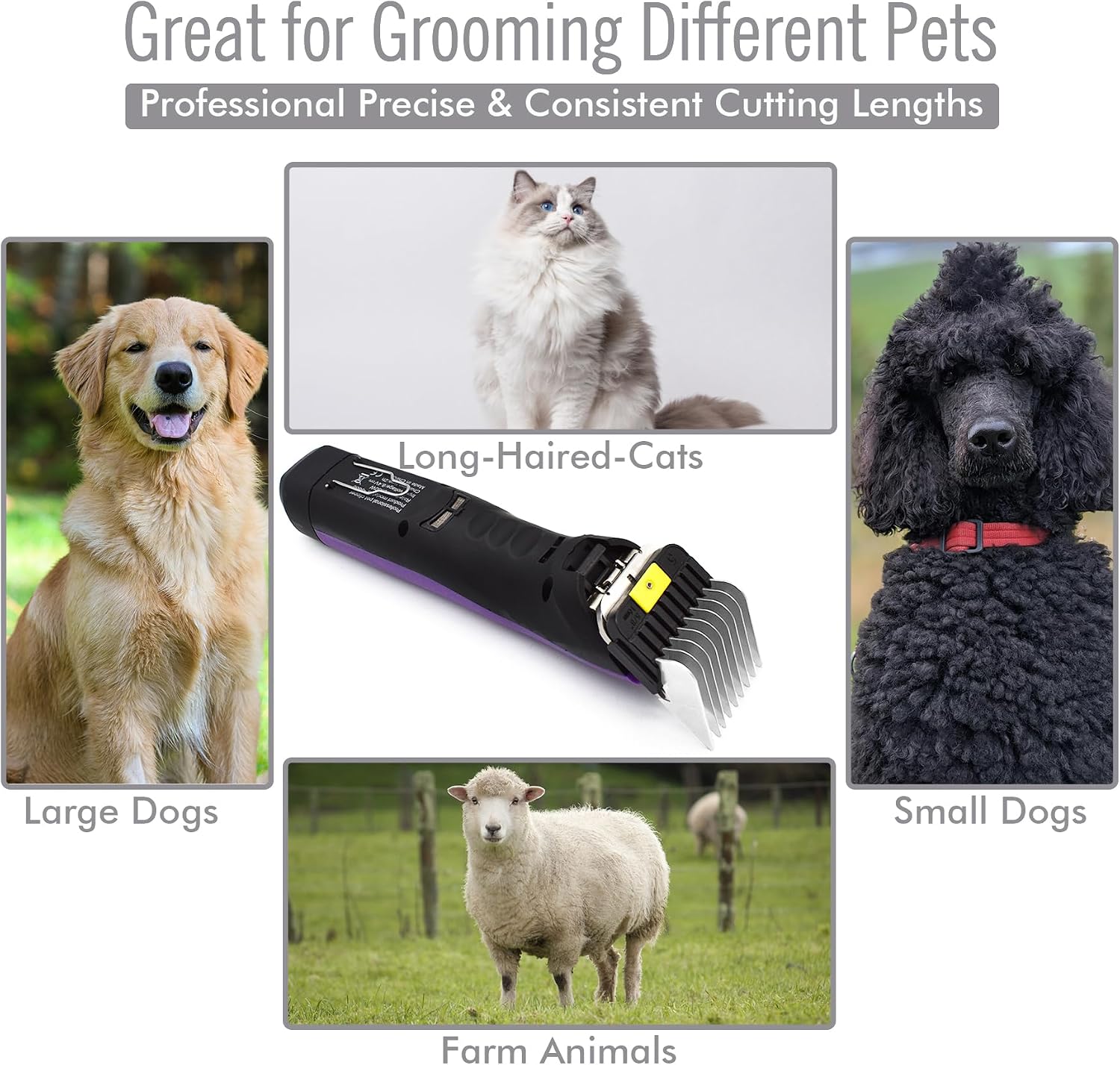 Professional A5-Style Animal Clipper Stainless Steel Color-Coded Snap-on Attachment Guard Guide Comb, 1/8"-1" Compatible with Wahl KM Series Oster A5 Andis Detachable Blade Pet Dog Groomers (#5-5/8")