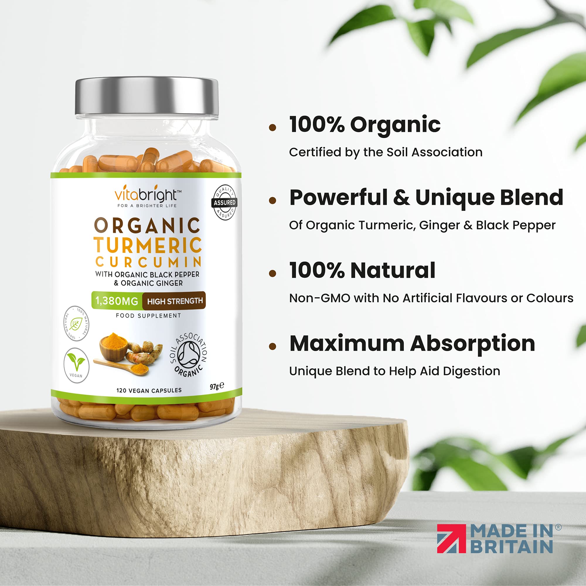 Organic Turmeric Curcumin 1380mg with Organic Black Pepper & Organic