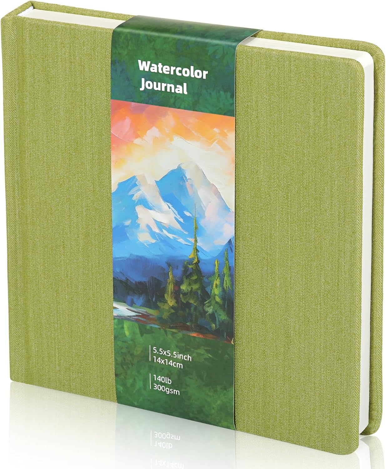 Dispowreath 1 Pcs 5.5 x 5.5 in Watercolor Sketchbook Journal Square Watercolor Notebook Cold Press 140lb 300gsm Cotton Paper 48 Pages Journals Notebook Paper Pads(Sage Green)