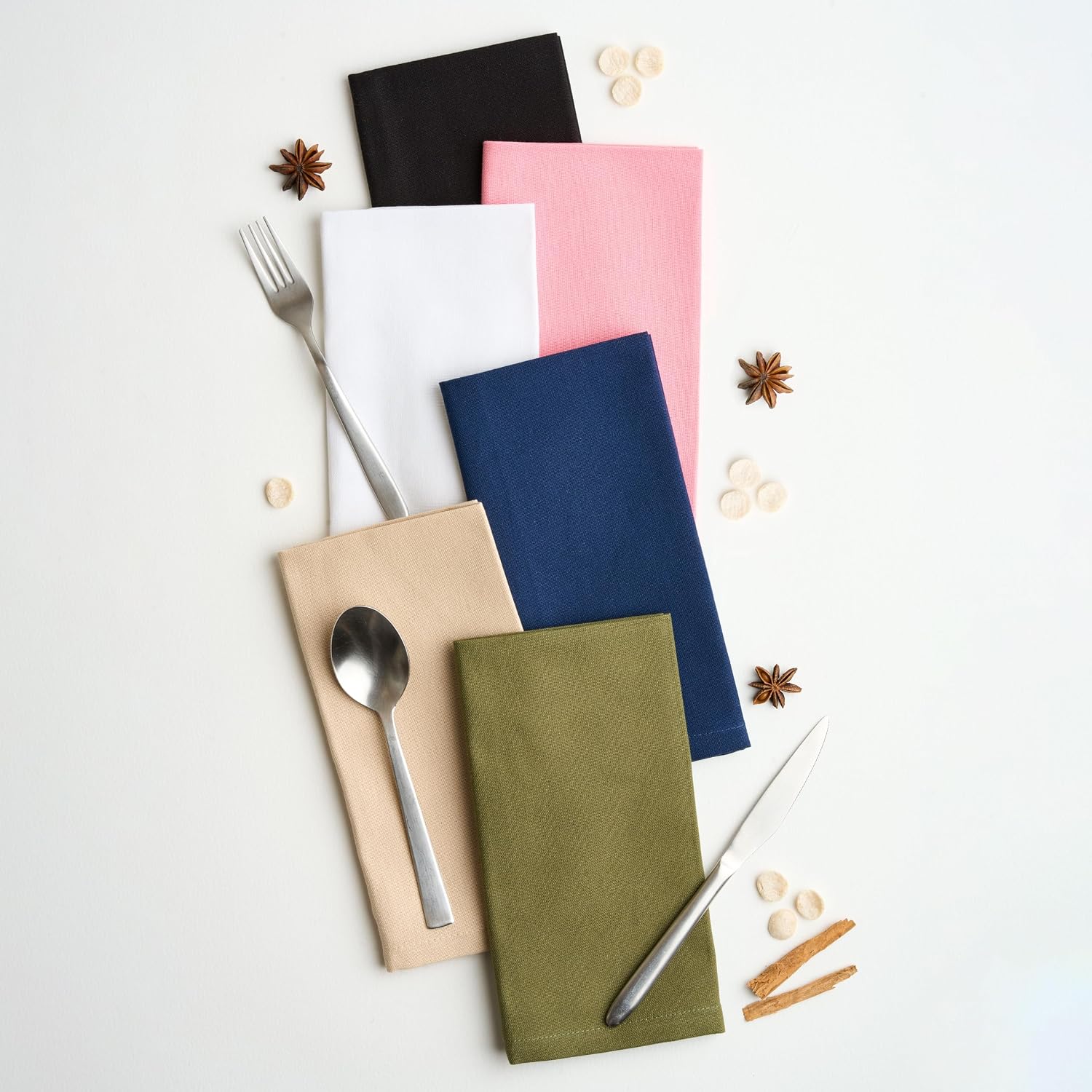 Cloth Napkins Set of 12 – Olive 18x18 Inch Cotton Dinner Napkins – Soft, Reusable, Washable, Durable & Absorbent Table Napkins – Wedding, Restaurant, Hotel, Event Party Napkins – Casa De Lan