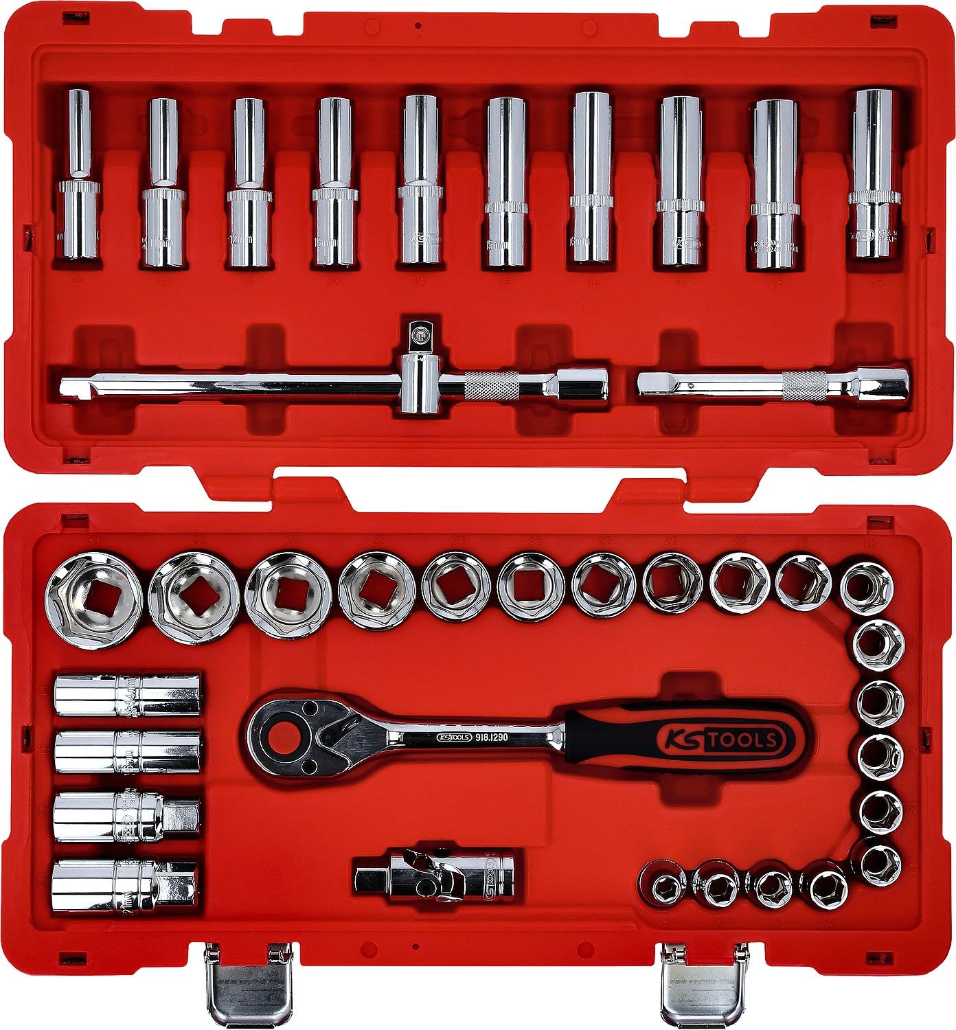 KS Tools 958.0639 CHROMEplus Zestaw podw. kluczy nasadowych,39-szt, 1/2"