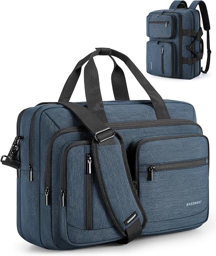 BAGSMART 3 In 1 Laptop Bag for Men, Computer Briefcase 17.3 Inch Laptop Water-Repellent Shoulder Bag, Computer Bag Business Travel Office, Navy Blue