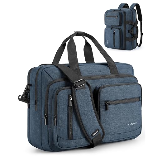 BAGSMART 3 In 1 Laptop Bag for Men, Computer Briefcase 17.3 Inch Laptop Water-Repellent Shoulder Bag, Computer Bag Business Travel Office, Navy Blue