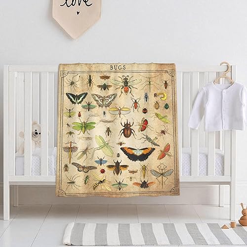 Miniatura 4 de Manta de bebé vintage de bichos, súper suave, manta acogedora para recién nacido, manta de recepción para bebé, manta para cuna, 40 x 30 pulgadas