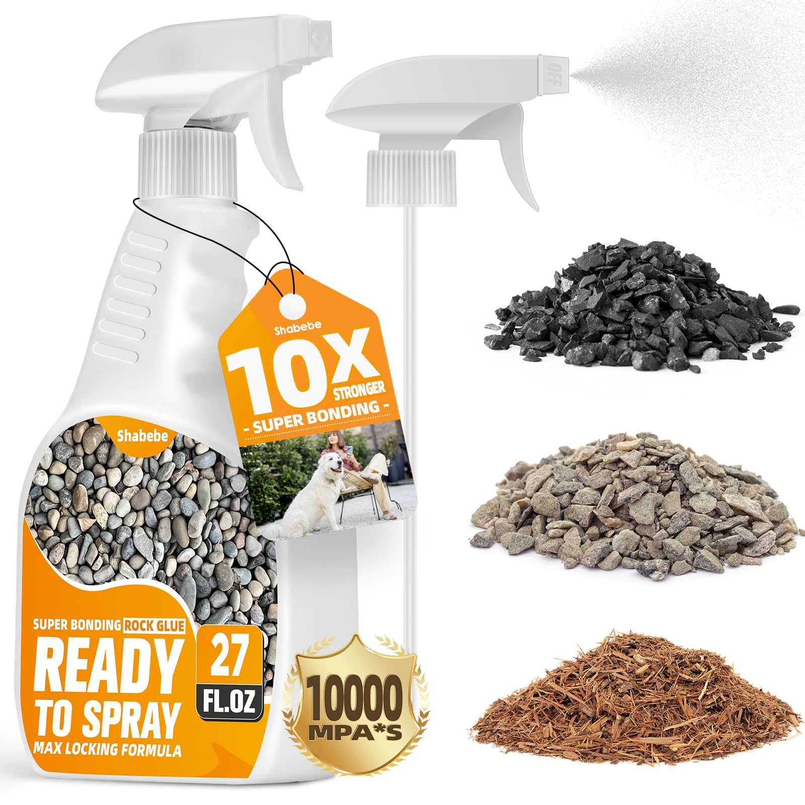 Shabebe Rock Glue for Landscaping with Sprayer 22oz, Ready-to-Use Mulch & Gravel Binder, Fast-Dry No Dilution, Weather-Resistant Spray Rock Glue for Garden Beds, Pea Gravel & Small Stone — view 8