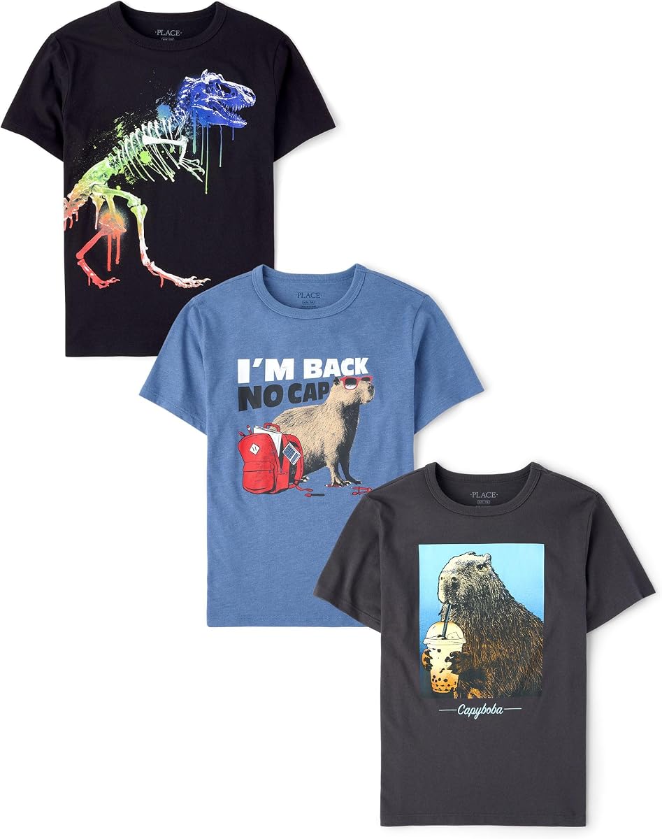 Paquete de 3 camisetas gráficas de manga corta para niño