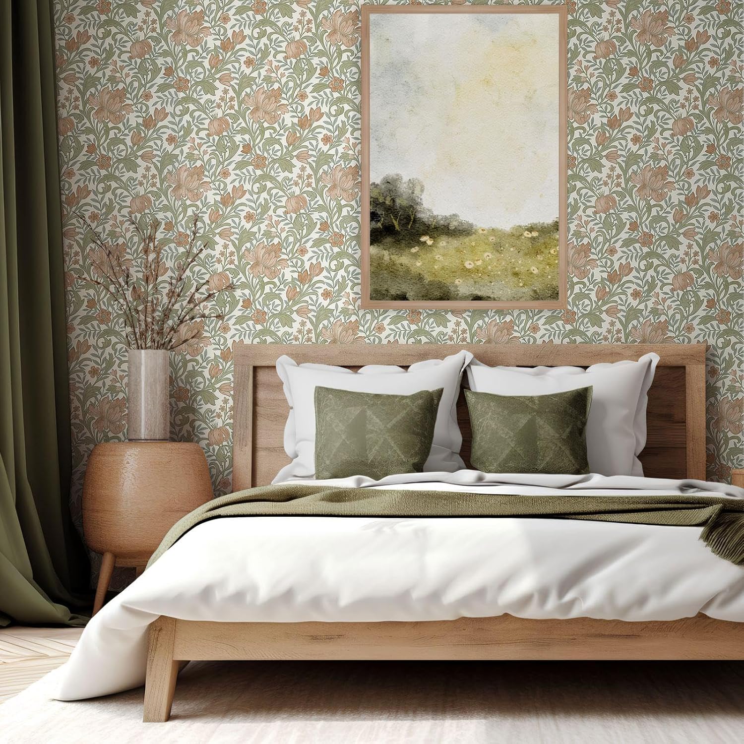 World of Wallpaper Marian Soft Tone, Matte Finish Floral Themed Arts and Crafts Inspired Wallpaper for Living Room, Bedroom, Hallways, Feature Walls - Rust/Cream World of Wallpaper 204105/WOW120
