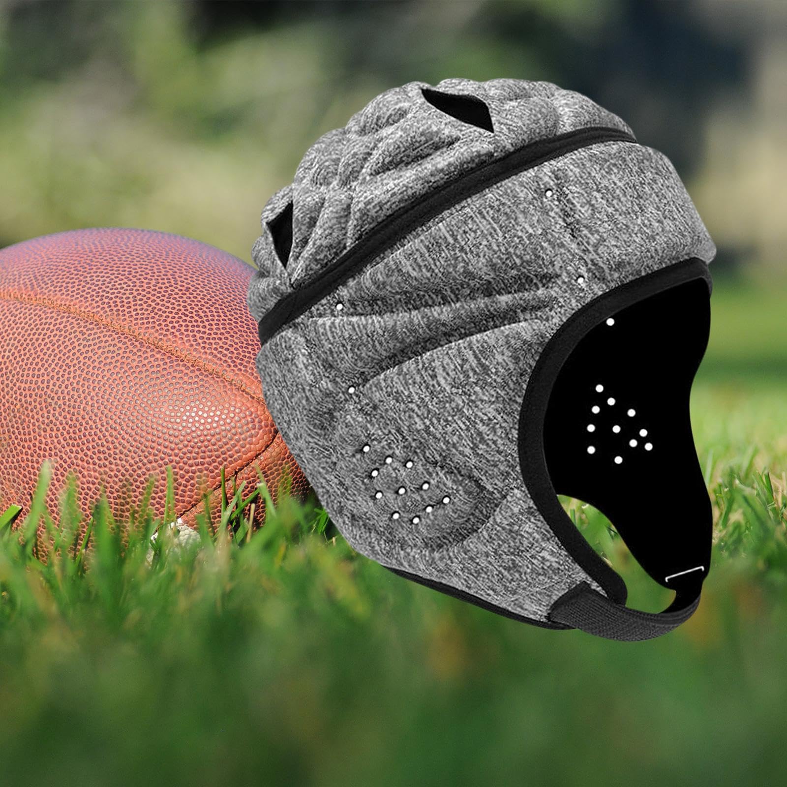 Qianly Rugby Helm für Kinder, Rugby Kappe, Schutz, Anti Kollision, Verstellbarer Football Helm, Rugby Kopfbedeckung für Pitcher Youth