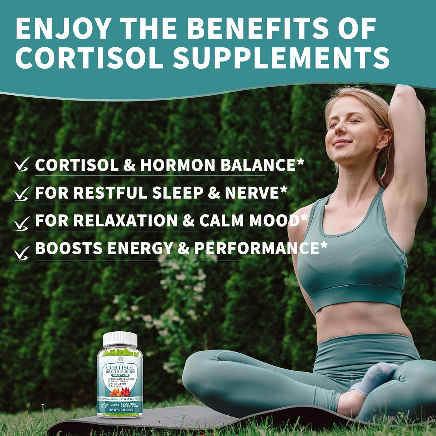 (2 Pack) Cortisol Supplements Gummies for Women, Cortisol Reducer w.Ashwagandha Rhodiola Rosea Magnesium L-Theanine Phosphatidylserine Black Peper, Hormone Balanced & Lower Cortisol, 120 Gummies