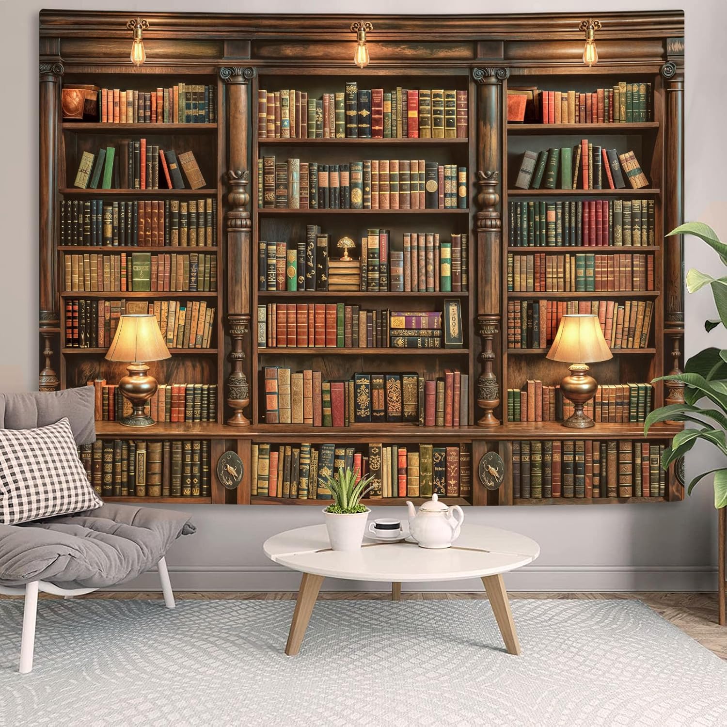 Spenlife Bookshelf Tapestry Wall Hanging Vintage Library Wall Tapestry, Old Books on Shelf Classical Study Room Student Study College Dorm Bedroom Living Room 60×80 Inches