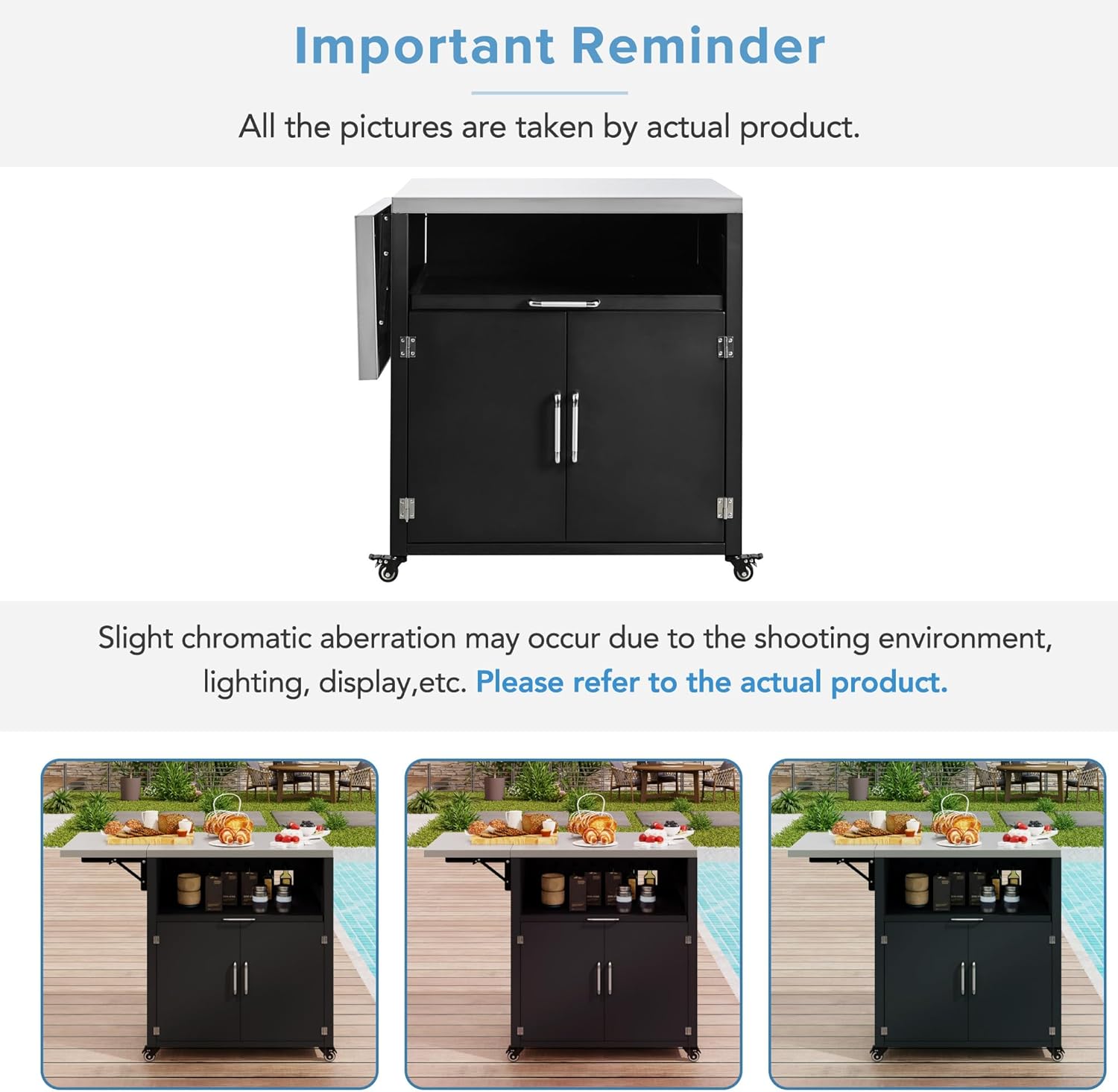 Outdoor Cabinet Cart with Folding & Expandable Work Surface for Kitchen Prep and Outdoor Use, Grilling Accessories