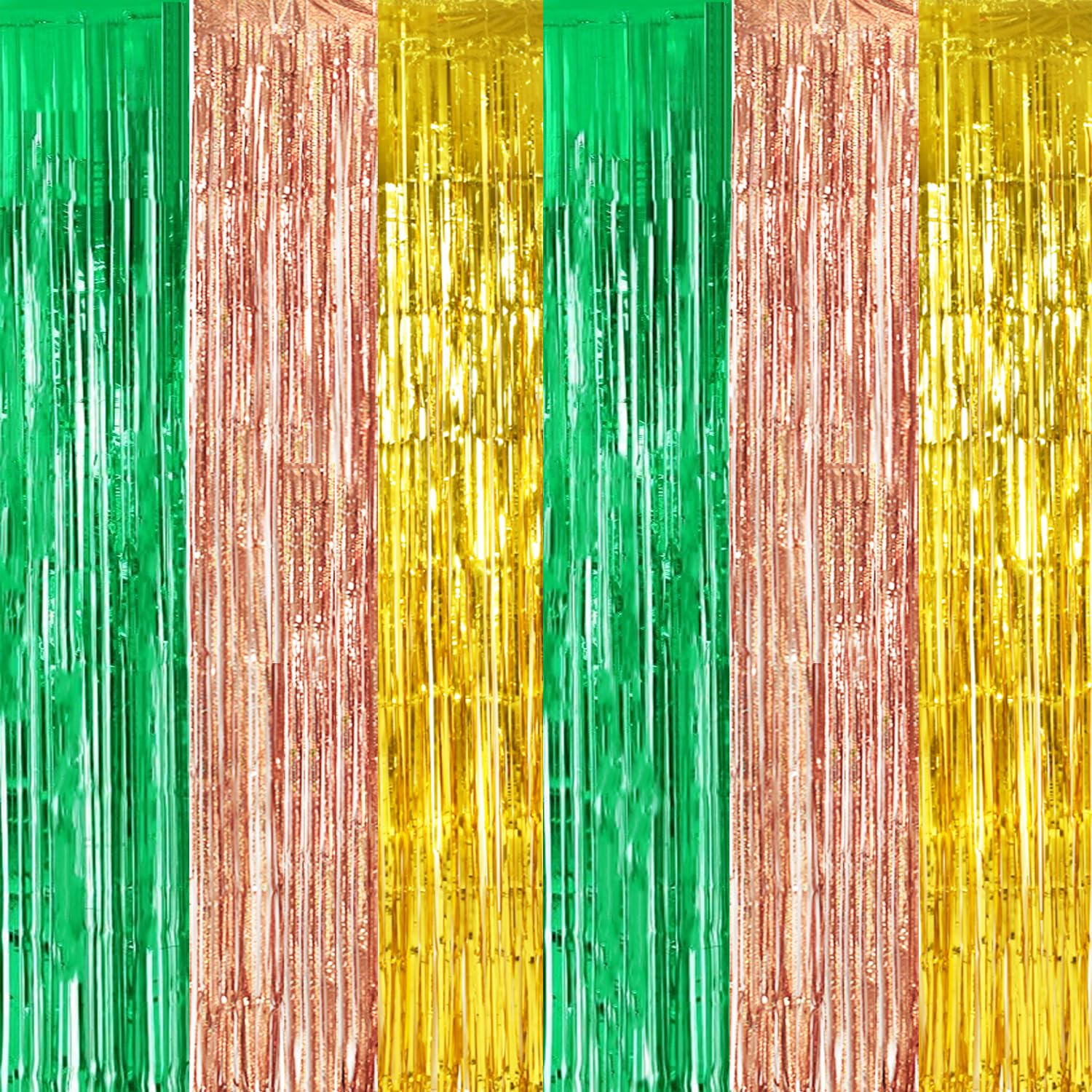 TONIFUL Hawaiian Luau Summer Party Metallic Tinsel Streamer Decorations | 2 Packs 3.3 x 6.6 ft Tropical Luau Foil Fringe Curtains Backdrop for Boho Wedding Pineapple Summer Beach Birthday Party Decor