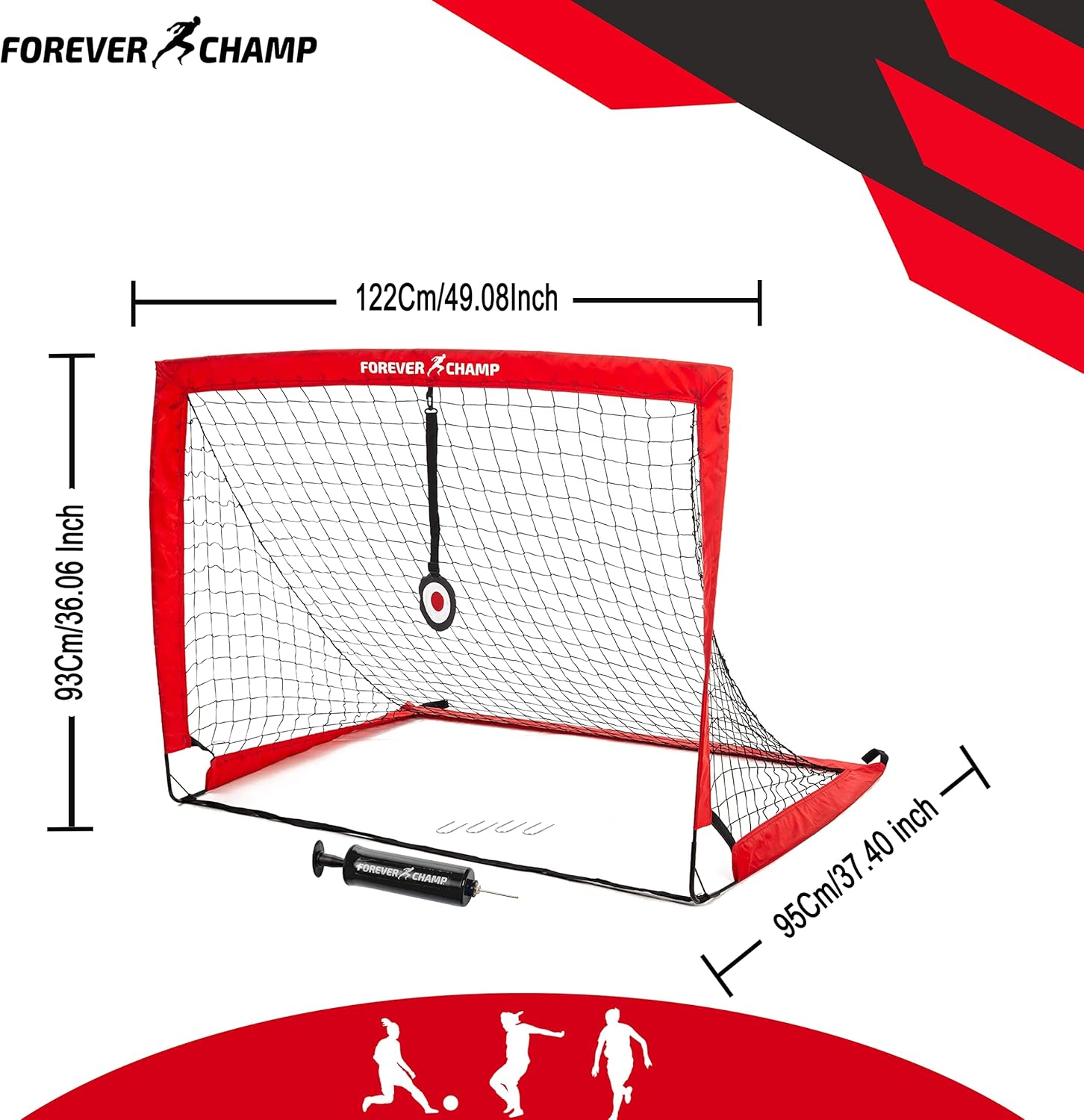 Forever Champ 4x3 Feet Soccer Net - Soccer Net with 1 Air Pump, 4 Stakes, 1 Practice Target, Portable Bag - Complete Football Sports Practice Set for Toddlers & Kids (Double Net) : Everything Else