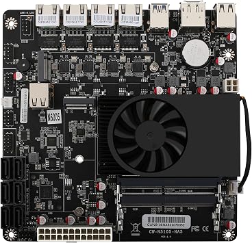 6-Bay NAS Mini-ITX Motherboard Pentium N6005 with 4 * 2.5GB LAN Ports, 6* SATA3.0 6Gb/s, 2* DDR4, 2* M.2 NVMe 2280, Dual 4K Display, 6* USB