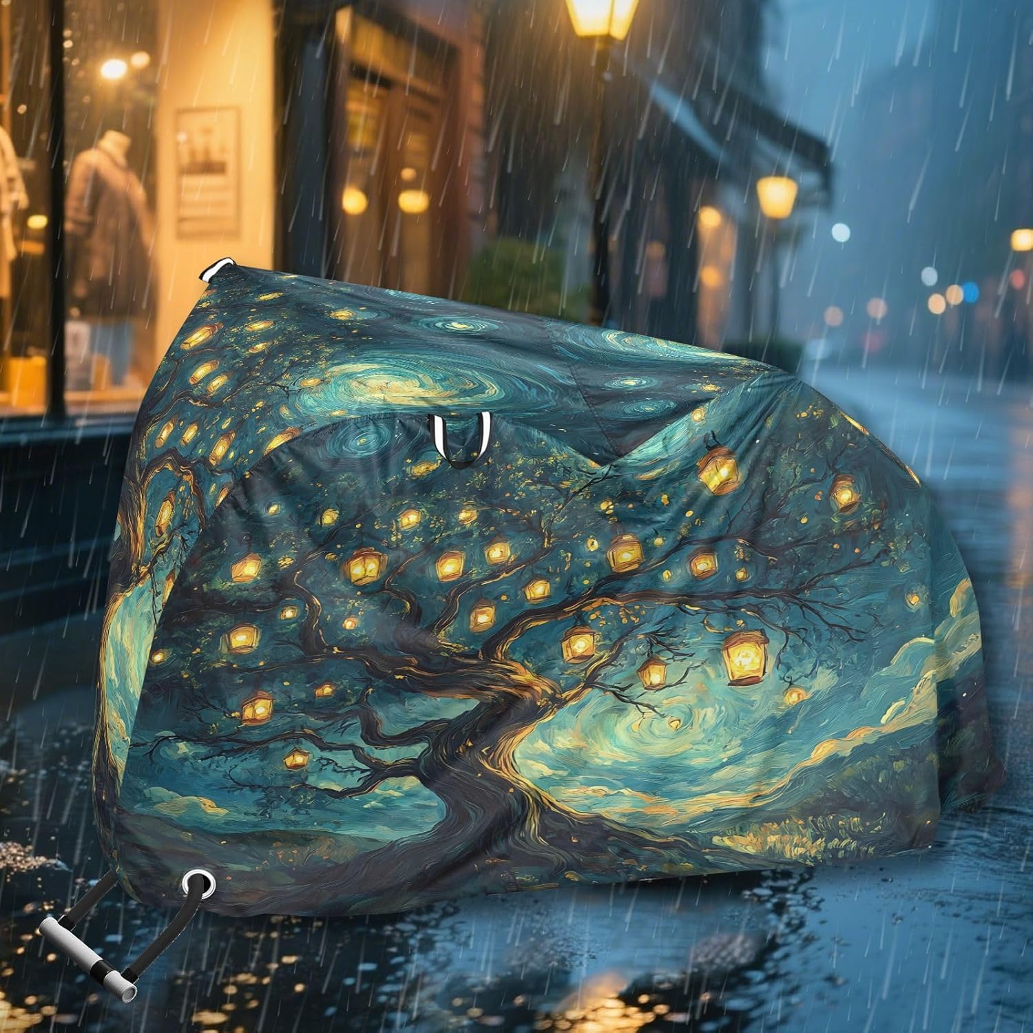 Tree with Lantern bike cover waterproof Dustproof Bike Covers with lock hole Anti-UV outdoor Bicycle Cover for 1 eBike,Mountain Bike,road bike