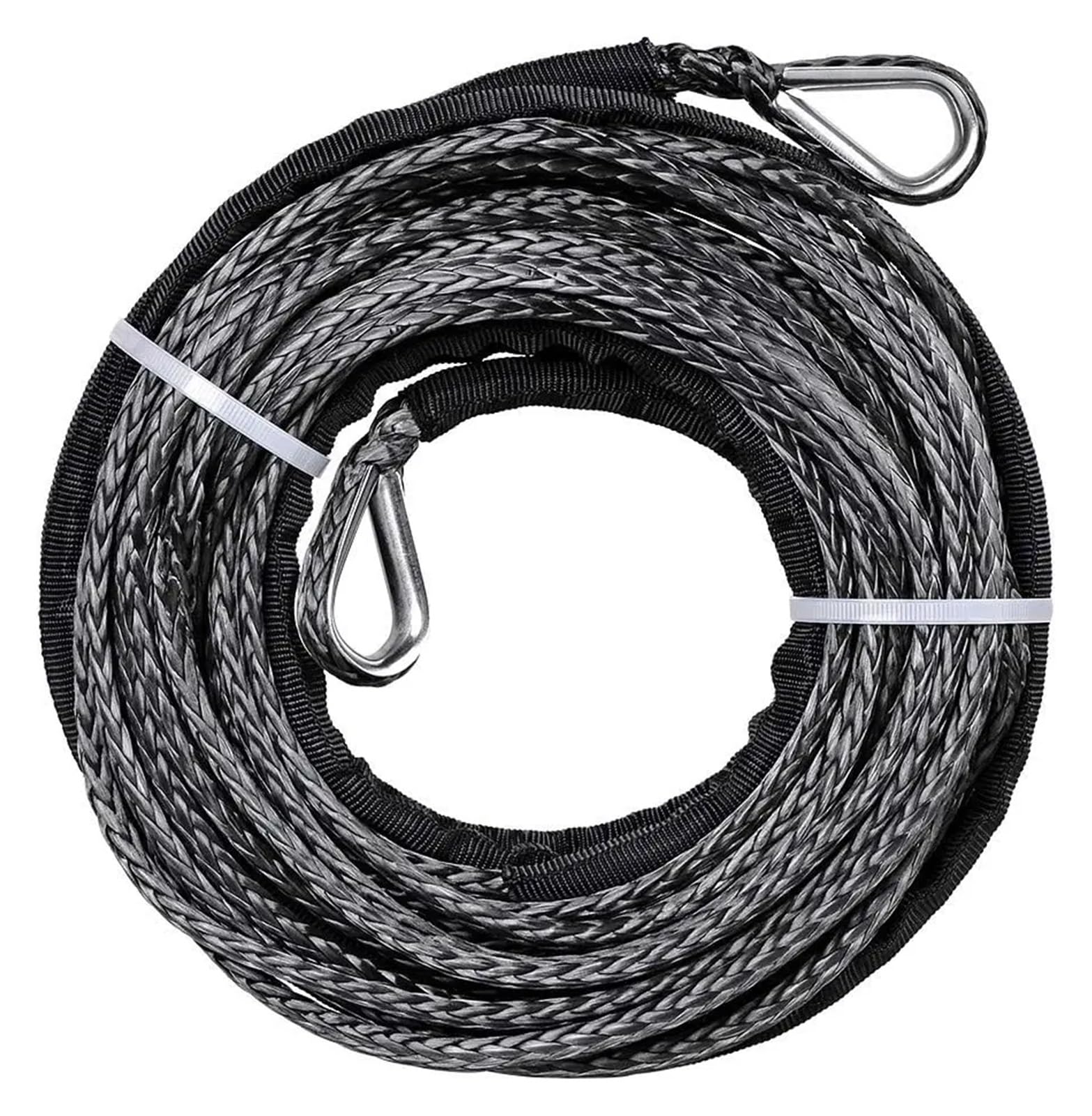 Przedłużka liny syntetycznej 50 stóp 1/4" (15 m * 6 mm) do wyciągarek, osłona przed kamieniami 39" do holowania pojazdów terenowych ATV UTV, pług śnieżny, lina holownicza do samochodu(Blue)