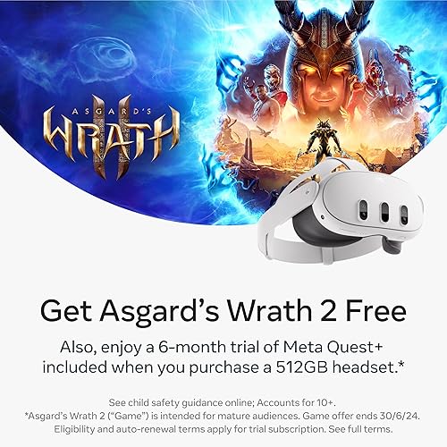 Miniatura 2 de Meta Quest 3 512GB Breakthrough Mixed Reality Powerful Performance Asgards Wrath 2 and Meta Quest+ Bundle