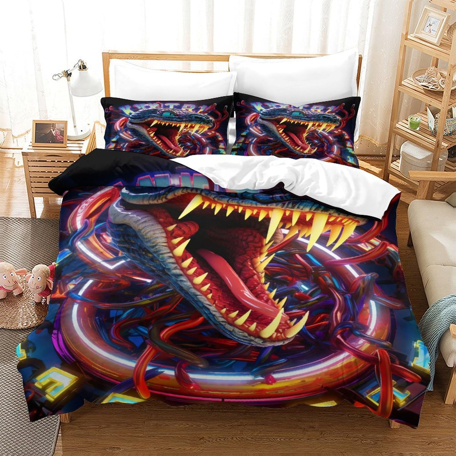 Housse de couette serpent coloré au fini lisse et doux pour literie