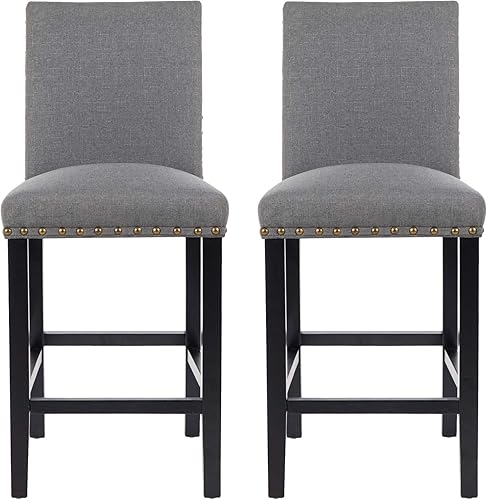 thksbought Juego de 2 taburetes de bar para decoración de cabeza de uñas, taburetes de mostrador de 24 pulgadas, cojines suaves con patas de madera