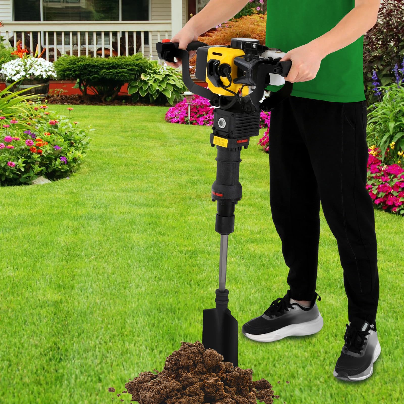 Motozappa a benzina, 1250 W, zappa da giardino portatile con pala | Potente motore a 2 tempi da 1250 W, 6500 giri/min, 1500 colpi/min. Pala rimovibile, versatile per giardino, fors