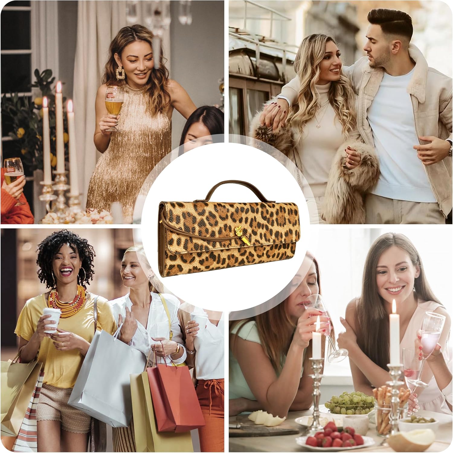 Joryin Leopard Print Purse Evening Bag for Women Evening Clutch Crossbody Bag Shoulder Bag Handbags Top Handle Bag Formal Evening Purse, Brown - Image 7
