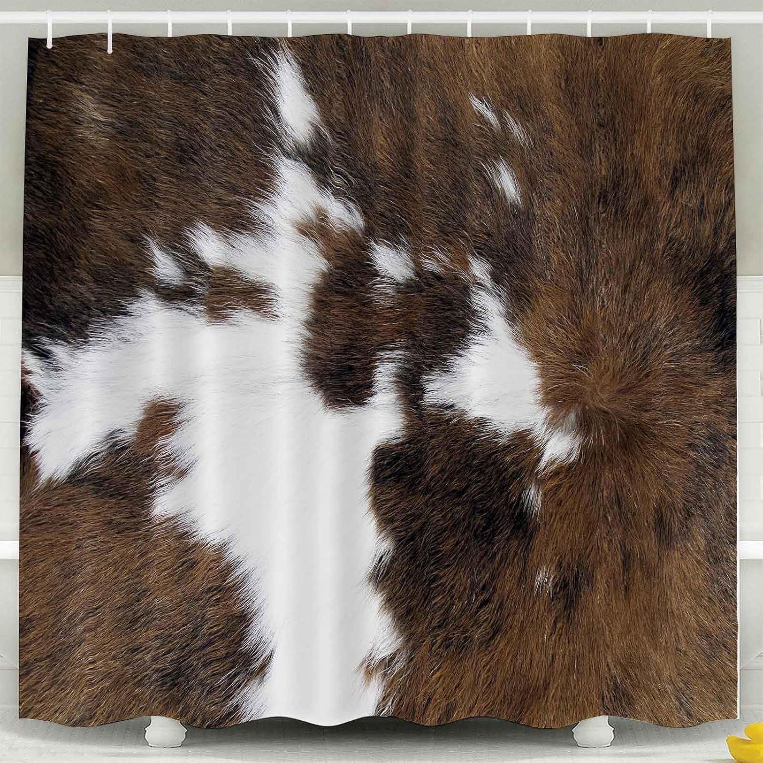 TOMWISH Cowhide Bathroom Shower Curtain Sets with Rugs Toilet Lid Cover and Bath Mat,Western Farmhouse Shower Curtain Bathroom Sets with Rugs and Aaccessories Décor