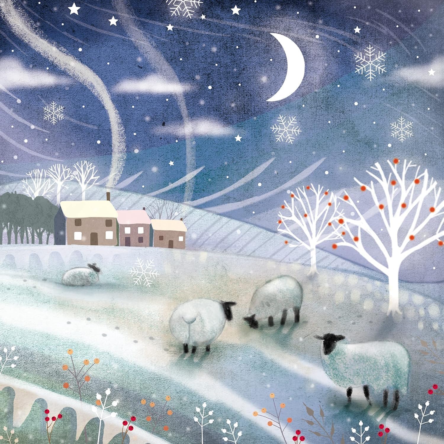 GBCC Charity Christmas Cards Pack of 8 - Festive Sheep in the Snow - Premium Greeting Cards Multipack with Envelopes - Supporting UK Charities