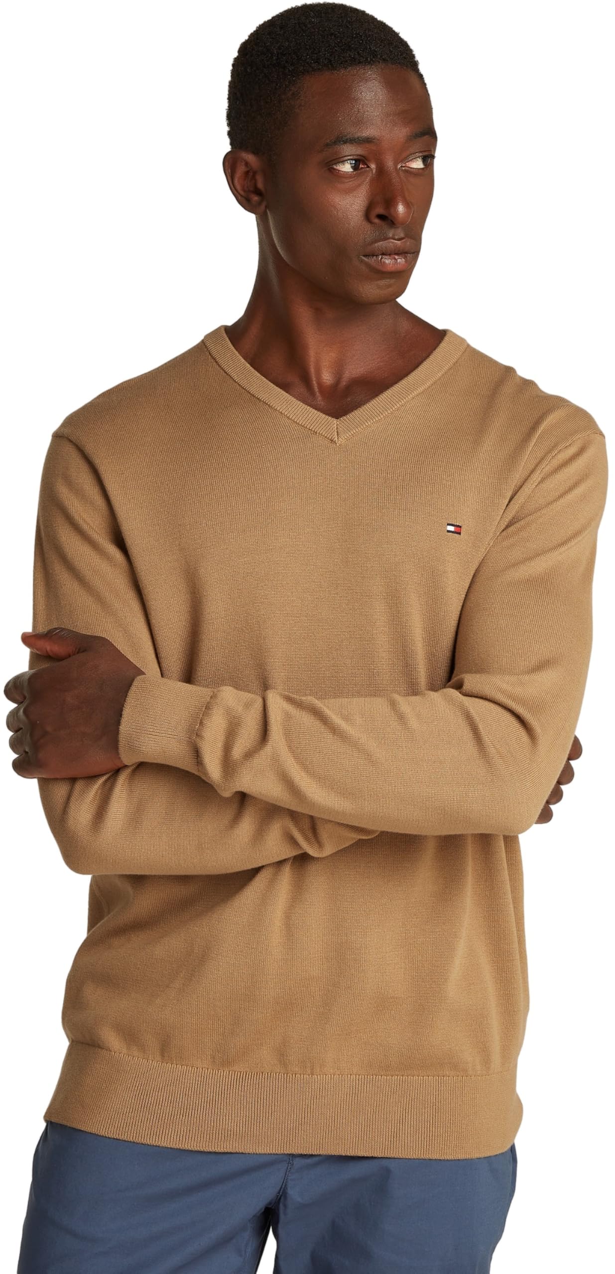 Tommy Hilfiger Langarm Pullover V-Ausschnitt Nachtblau
