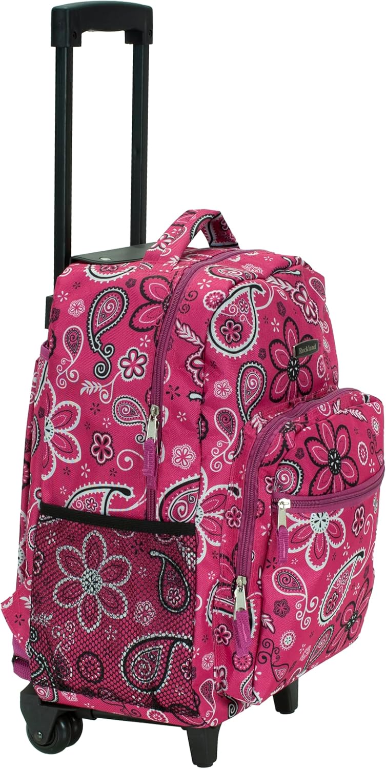 Rockland Double Handle Rolling Backpack, Bandana, 17" - Image 8