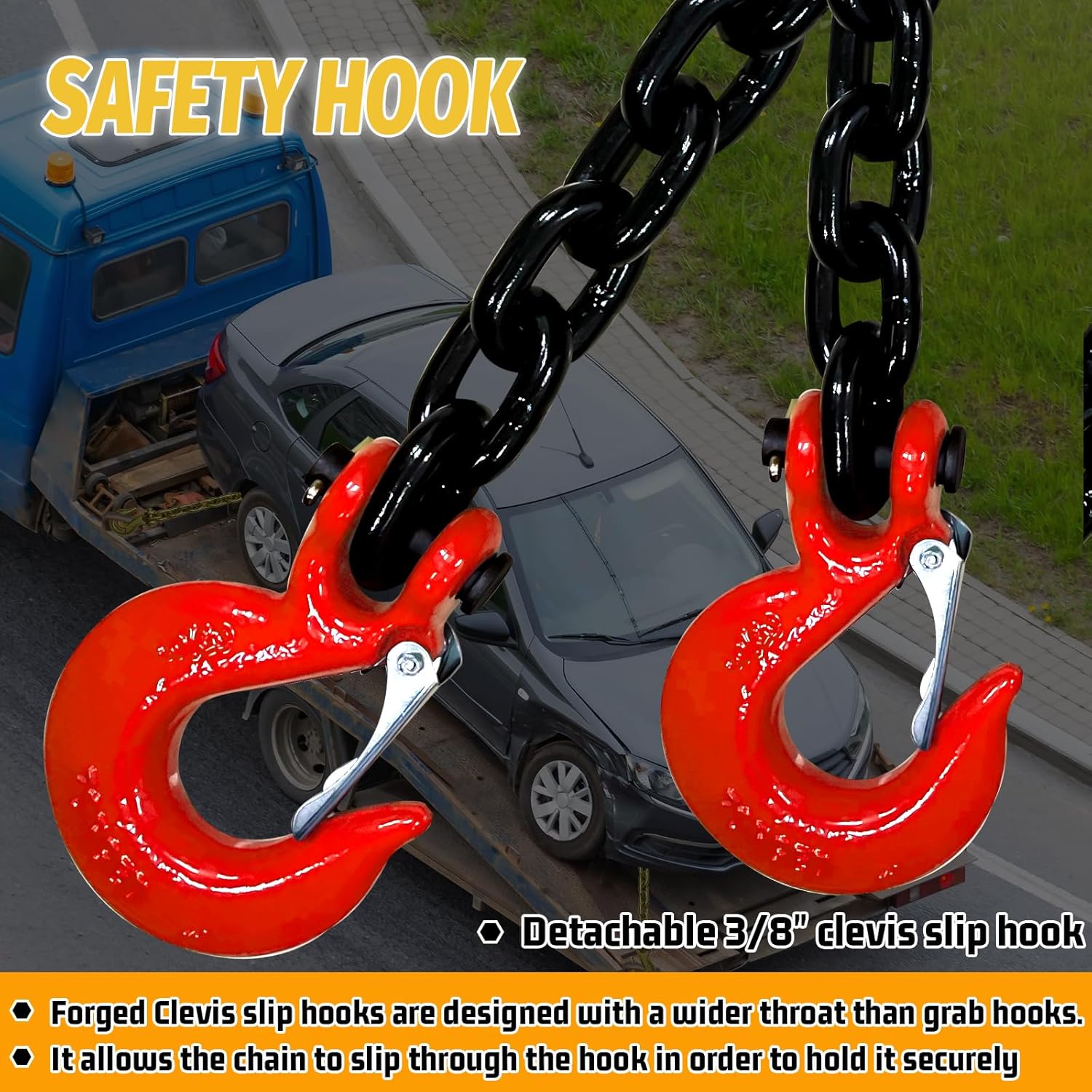 Vevor tough tools, chain sling Model:8*1.5m-A, chain: 5/16in×5ft, G80, working loads limits: 11000lbs, (all parts are used as a whole), Material: Alloy Steel.