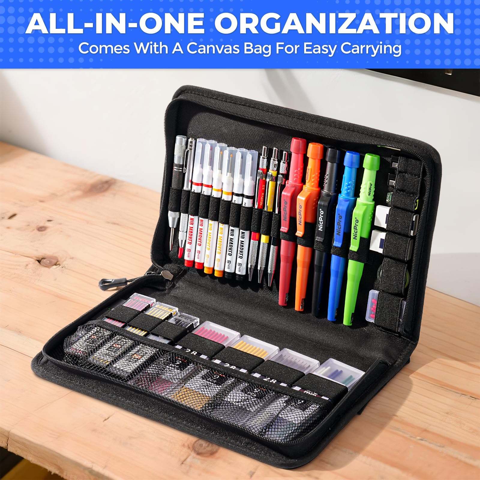 Nicpro 44 Pack Carpenter Pencil, Long Nib Marker, Center Punch, Scribe Tool — Amazon image 4