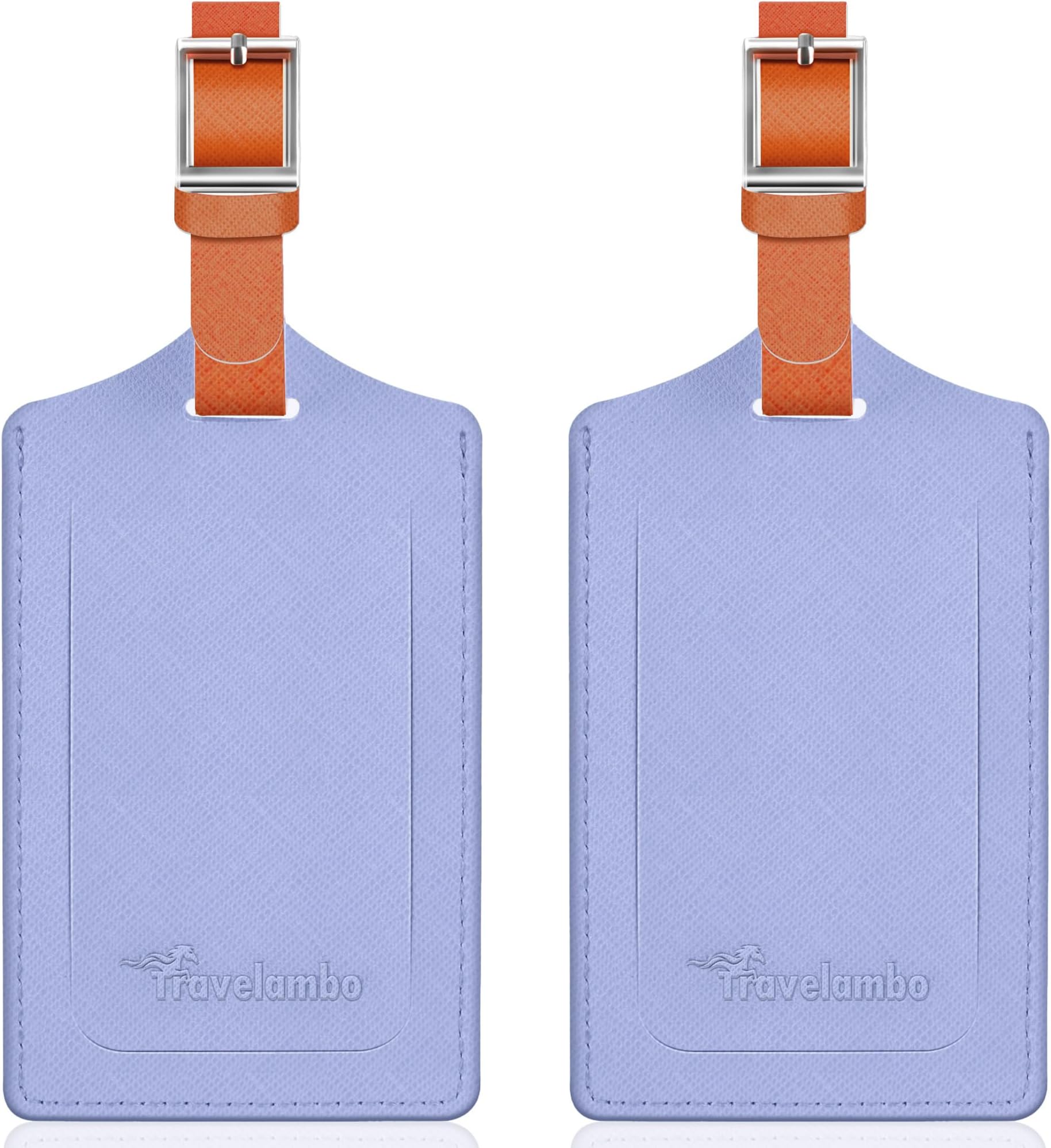 Travelambo Luggage Tags for Suitcases Faux Leather Privacy Protection 2 Pack Bag Tags Travel Accessories Essential, Cross Purple