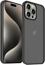 KPNS Case for iPhone 15 Pro Max, Phone Case, US Military MIL Standard, Good Feel, Semi-Transparent, Impact Resistant, Ultra Thin, Prevents Fingerprints, Prevents Yellowing, Protective Cover, Black