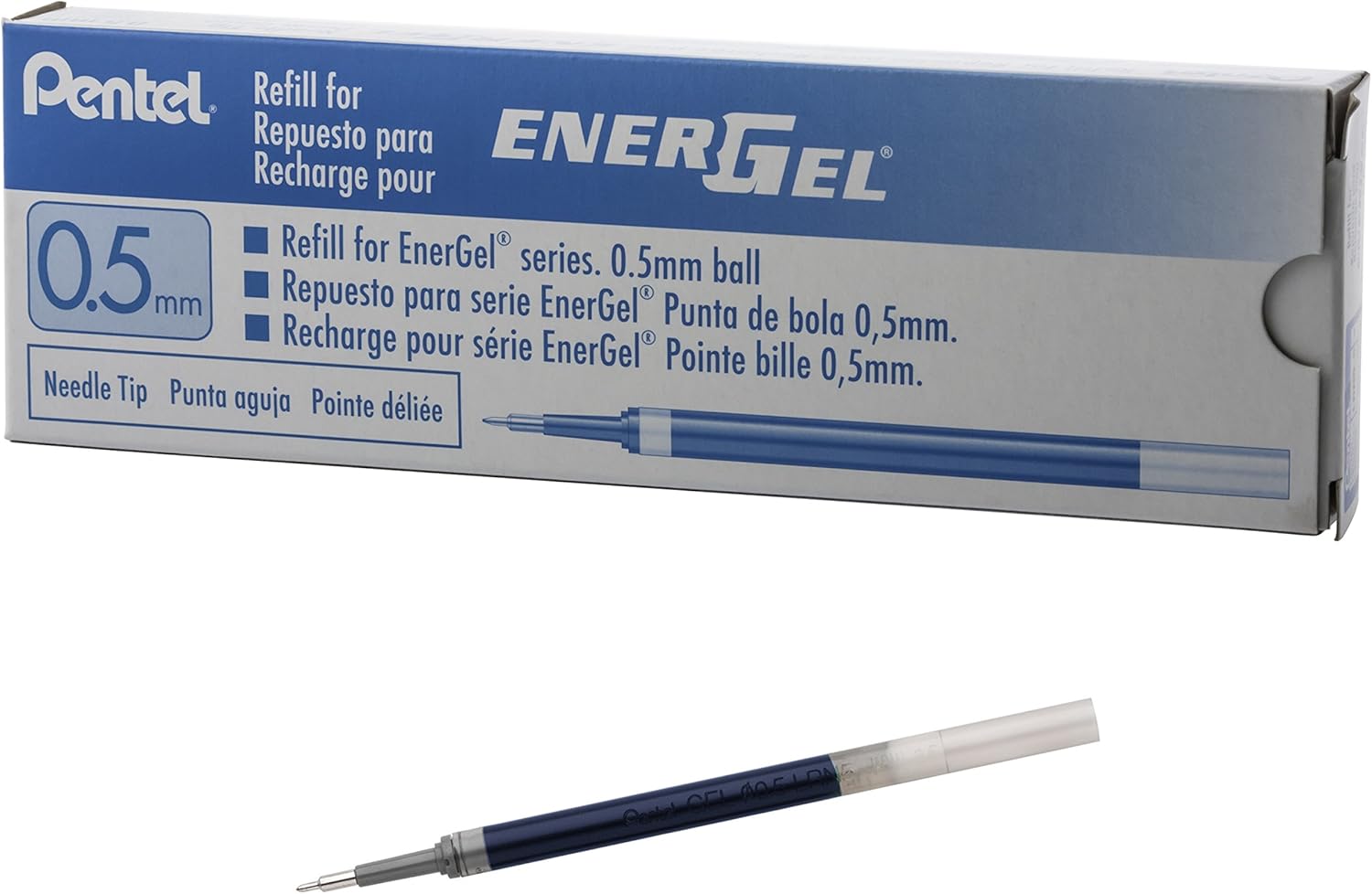 Pentel Refill Ink for EnerGel Pen Needle Tip, Fine, 12 Pack, 0.5mm, Sky Blue (LRN5-S)