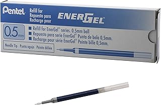 Pentel Refill Ink for EnerGel Pen Needle Tip, Fine, 12 Pack, 0.5mm, Sky Blue (LRN5-S)