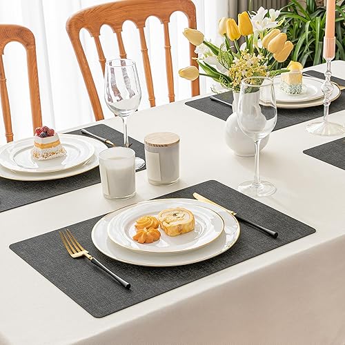 Miniatura 9 de Romanstile Juego de manteles individuales de vinilo de 4 a 12 x 18 pulgadas, resistentes al calor, 100% impermeables, a prueba de aceite, lavables,