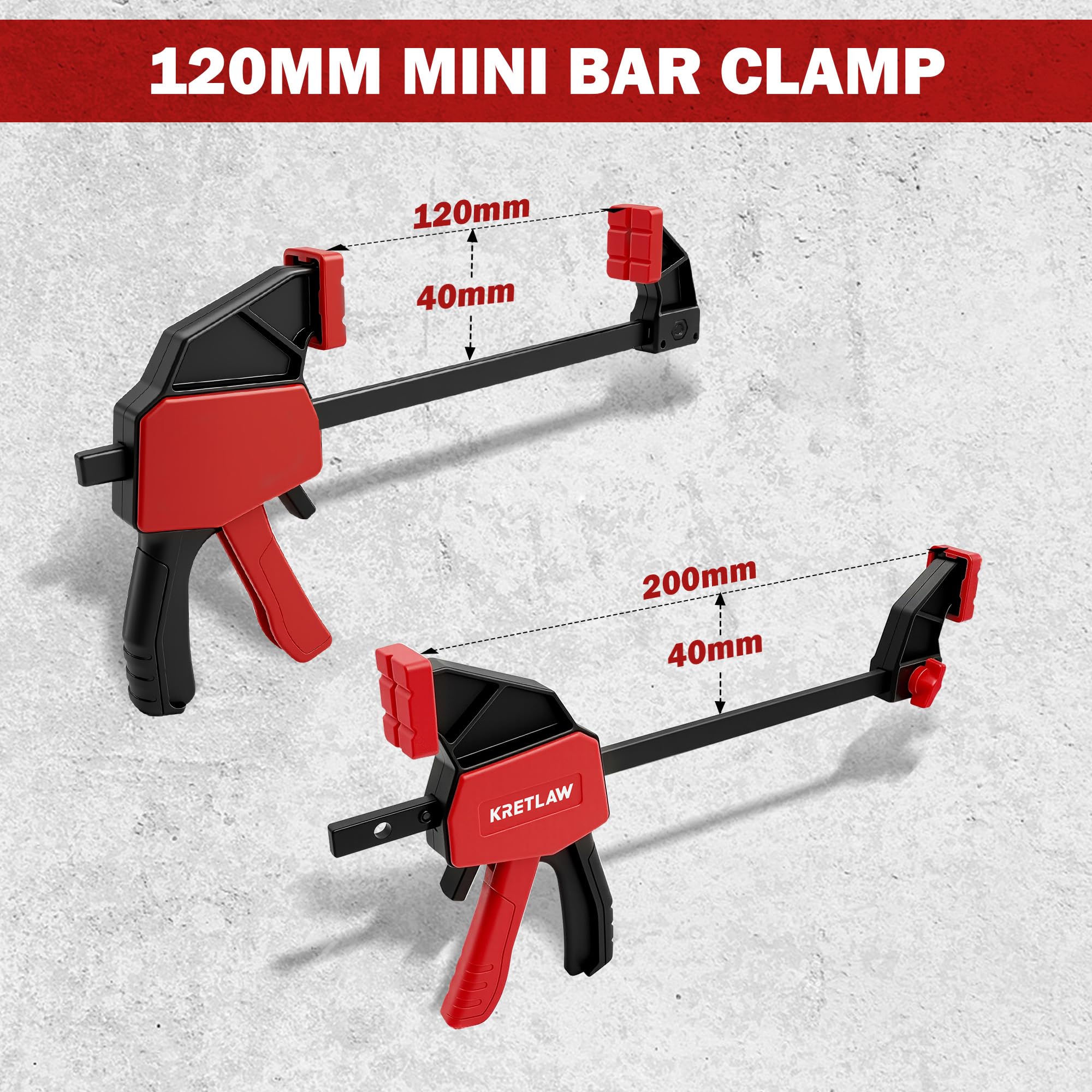 Einhandzwingen Set 6 Stück, 2×150mm & 4×120mm Schnellspannzwingen 2 in 1 zum Spannen & Dehnen, Spannkraft 75kg/45kg, Stahl & Nylon für Holz, Möbel, Metall, DIY Projekte