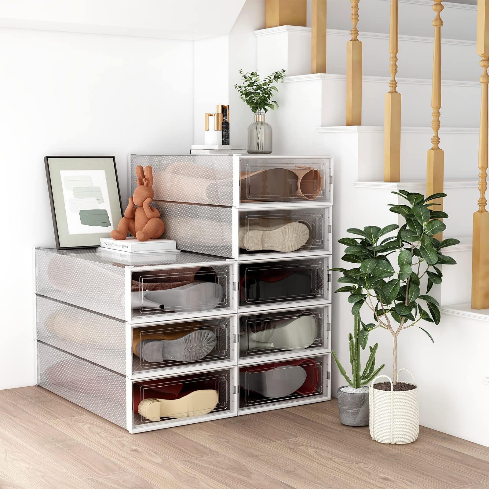 Shoe Storage Boxes PARANTA 4-Piece Clear Plastic Boot Storage Boxes ...