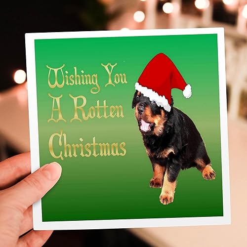 Miniatura 7 de 3dRose Juego de 12 tarjetas de felicitación, Rottweiler navideño podrido (gc_46905_2)