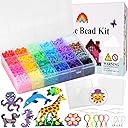 QUEFE 5200pcs Fuse Beads Kit for Boys and Girls, 24 Colors 5mm Melting Beads Set Including Pegboards, Ironing Paper, Tweezers, Colorful Hooks for Birthday and Christmas Gift