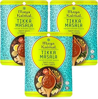 Maya Kaimal Tikka Masala Sauce, Easy Pour Pouch, Mild Indian Simmer Sauce with Tomato and GaramMasala Spices. Vegetarian, Gluten Free (7 Ounces)