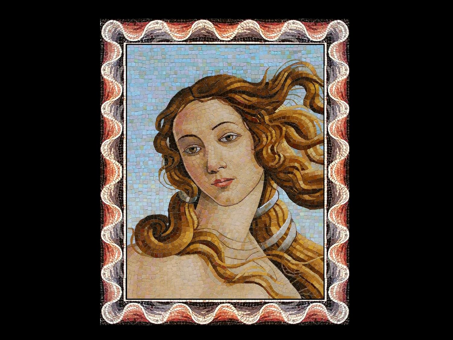 Handmade Face of Venus Marble Mosaic Wall Art, Classical Goddess Portrait Mosaic Artwork, Hand-Cut Natural Stone Decorative Wall Mural