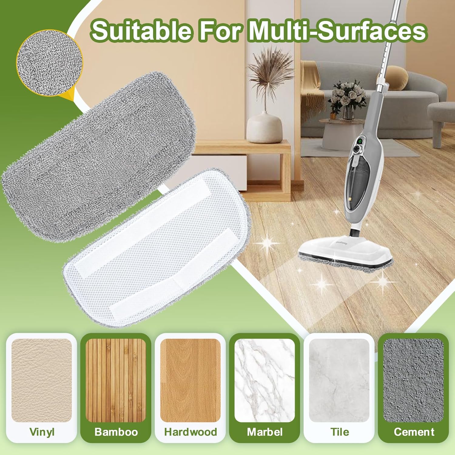 6 Pack Steam Mop Pads Fit for GorFanty Neugo Steam Mop