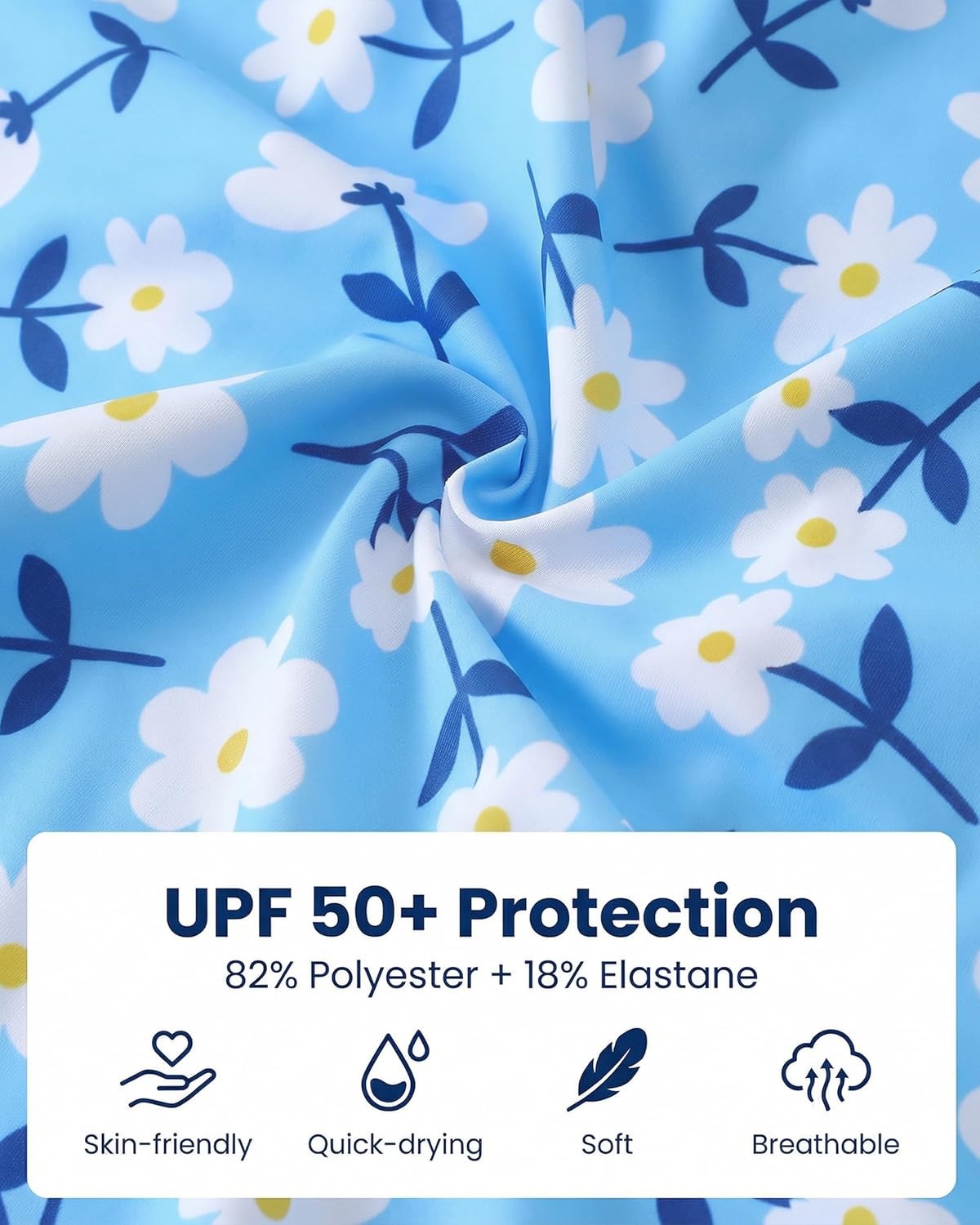 Baby Girl Swimsuit Summer One-Piece Infant Bathing Suit with Hat Long Sleeve Ruffle Zipper Rash Guard Beach Swimwear - Image 6